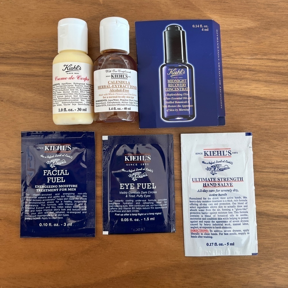 KIEHL'S Travel Size Creme de Corps + Travel Size Calendula Toner + 4 Samples